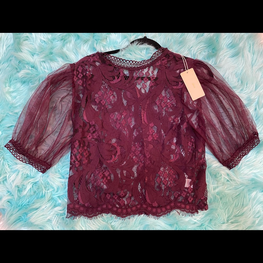 Beautiful lace zipper back top